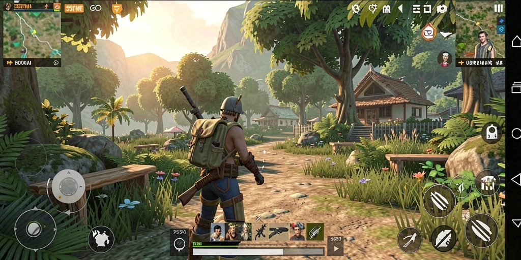 Tampilan gameplay 55FIVE dengan dunia terbuka yang luas.