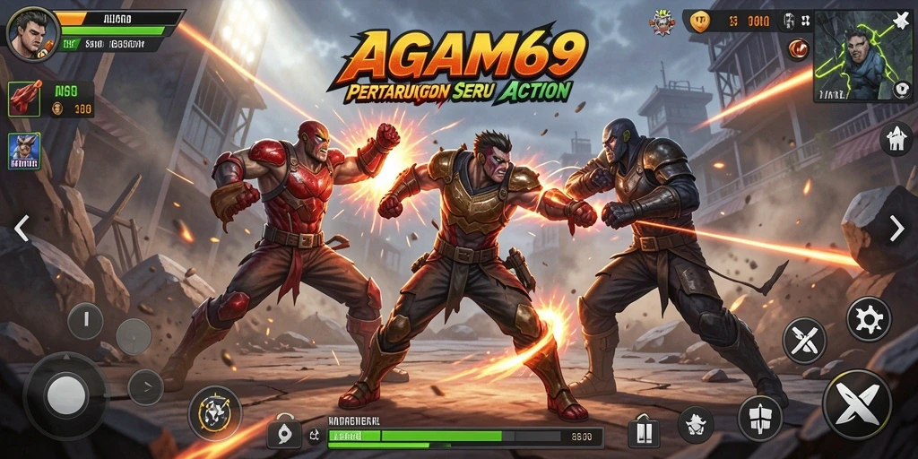 Screenshot utama AGAM69 menampilkan aksi pertempuran yang intens.