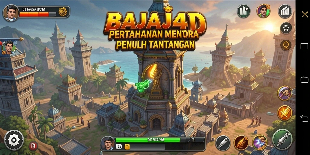 Tangkapan layar BAJAJ4D menampilkan serangan musuh dan strategi tower yang intens.