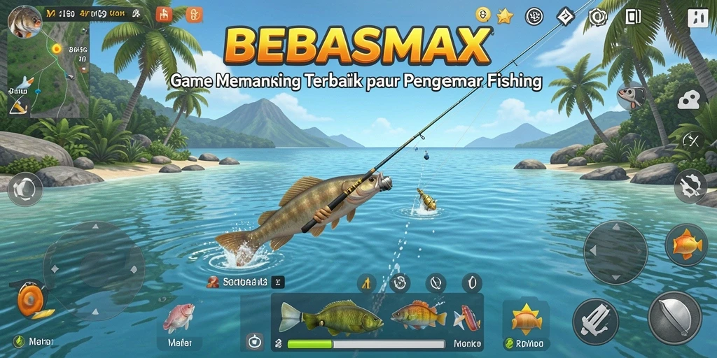 Gameplay menegangkan di dunia memancing yang realistis.