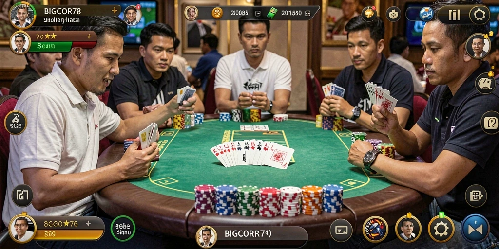 Screenshot gameplay seru dari aplikasi Poker BIGCOR78.