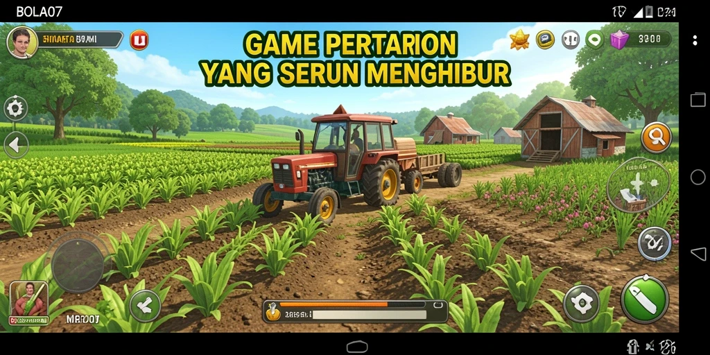 Tampilan gameplay BOLA07 dengan aktivitas bertani yang menyenangkan.