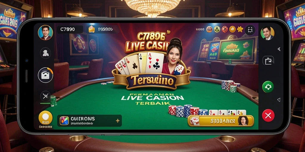 Screenshot gameplay C7890 menampilkan dealer langsung dalam aksi di kasino virtual.