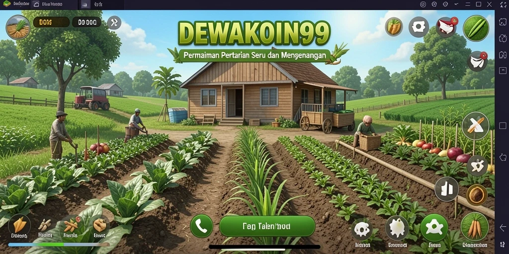 Tampilan gameplay DEWAKOIN99 yang seru dan interaktif dalam bertani.