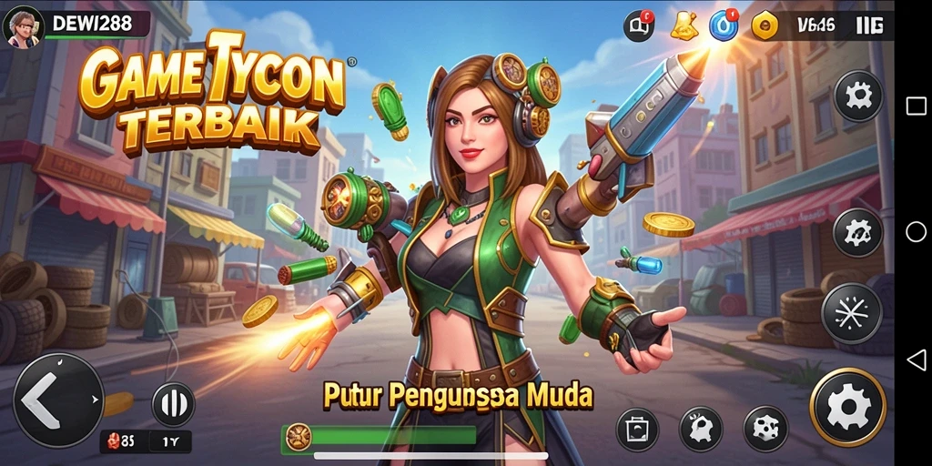 Screenshot gameplay DEWI288 menampilkan manajemen bisnis yang dinamis.