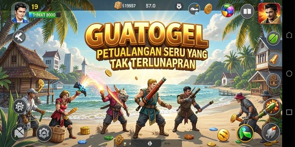 Screenshot gameplay GUATOGEL menampilkan petualangan seru di hutan.