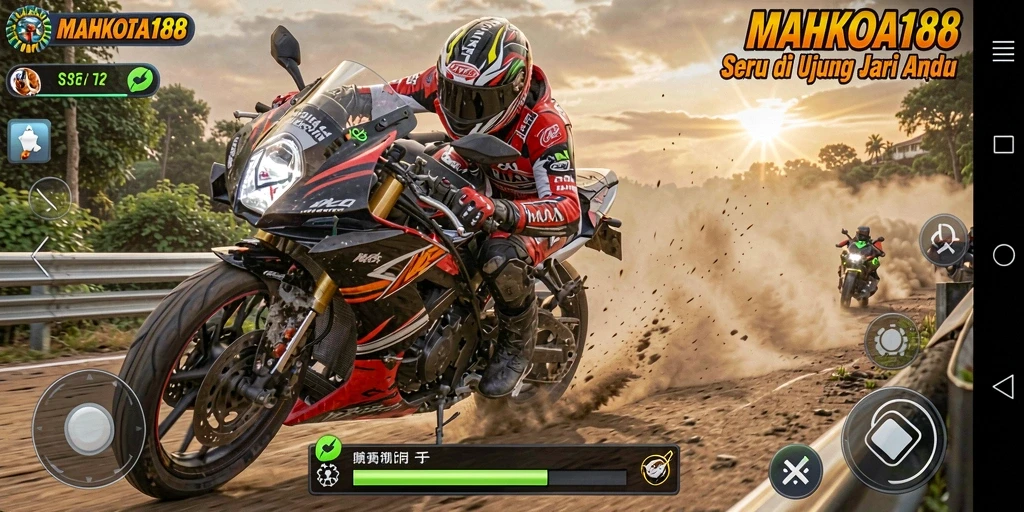 Tampilan gameplay seru dari balapan motor di MAHKOTA188.