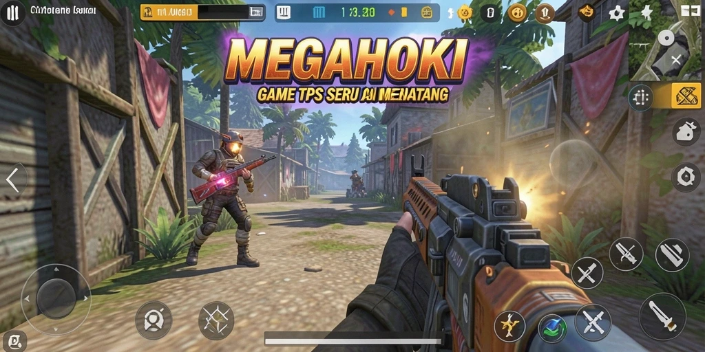 Gameplay seru dalam MEGAHOKI dengan aksi TPS yang menantang.