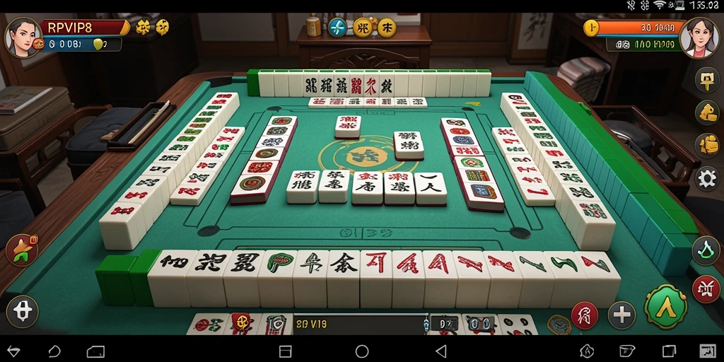 Screenshot RPVIP8 menampilkan gameplay Mahjong yang seru dan menarik.