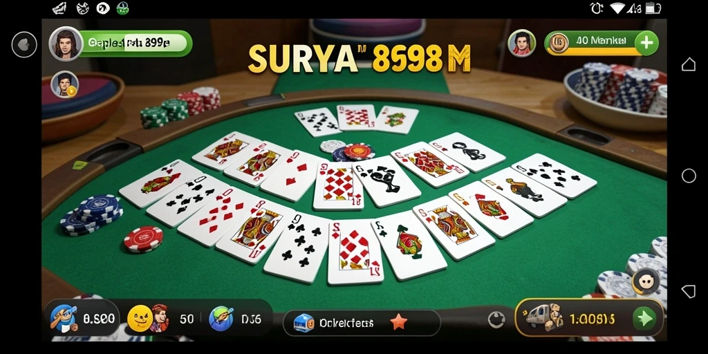 Screenshot permainan SURYA898 yang menunjukkan gameplay Gaple yang seru.