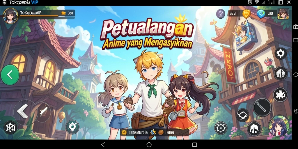 Gameplay seru dalam TOKOPEDIAVIP dengan karakter anime.